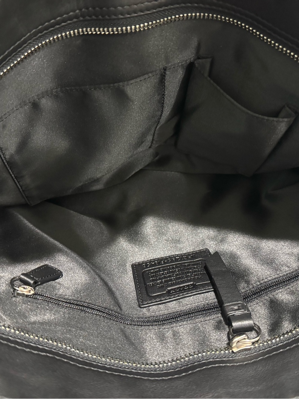 Coach black leather tote F19456 Silver hardware NWT - Picture 6 of 13